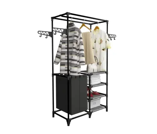 Drēbju Pakaramais, 87X44X158 Cm, Neausts Audums, Tērauds, Melns Vidaxl