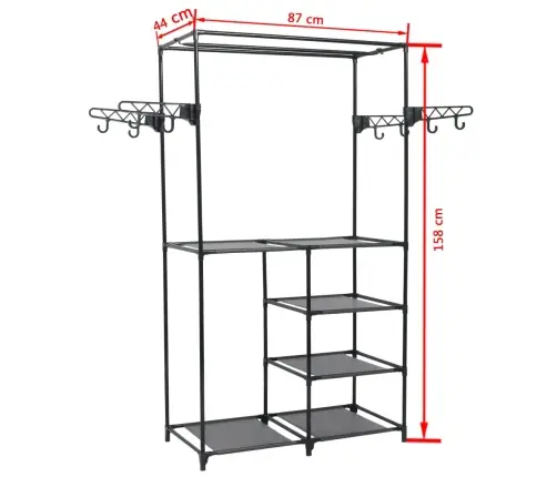 Drēbju Pakaramais, Melns, 87X44X158 Cm, Tērauds, Neausts Audums Vidaxl