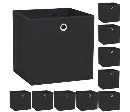 Mittekootud Kangast Hoiukastid 10 Tk 32 X 32 X 32 cm Must