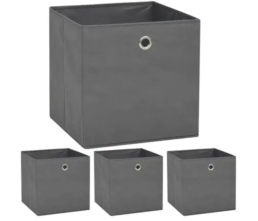Uzglabāšanas Kastes, 4 Gab., Neausts Pelēks Audums, 32X32X32 Cm Vidaxl