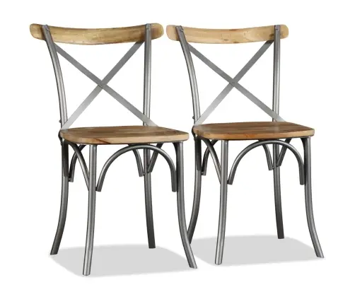 Virtuves Krēsli, 6 Gab., Mango Masīvkoks Un Tērauda Atzveltne Vidaxl