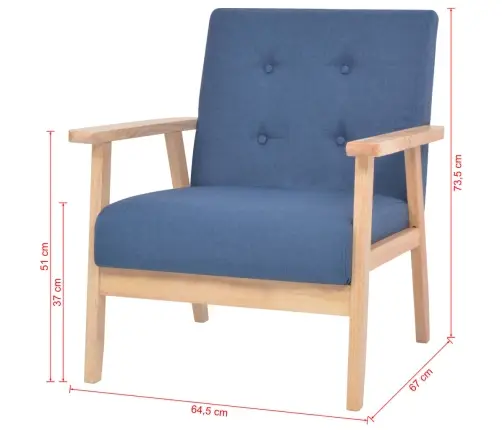 2-Osaline Diivanikomplekt Kangast, Sinine
