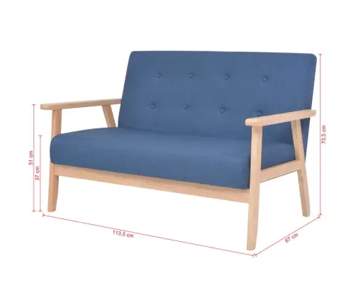 Dīvānu Komplekts, 3 Gab., Zils Audums Vidaxl