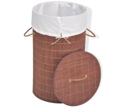 Veļas Grozs, Apaļš, Brūns Bambuss Vidaxl