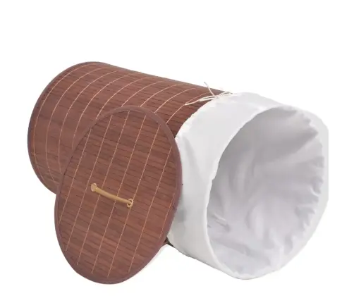 Veļas Grozs, Apaļš, Brūns Bambuss Vidaxl