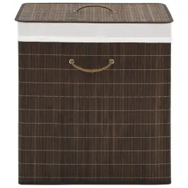 Skalbinių Krepšys, Tamsiai Ruda Spalva, Bambukas, Kvadratinis