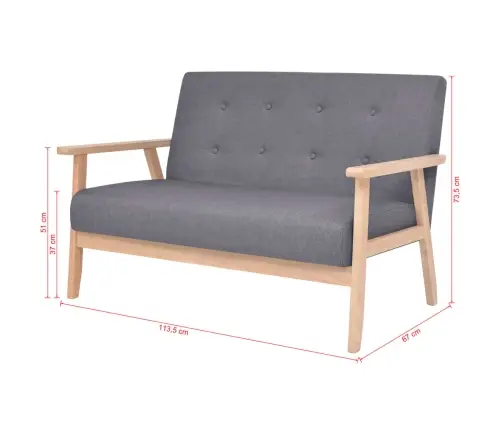 Dīvānu Komplekts, 3 Gab. Tumši Pelēks Audums Vidaxl