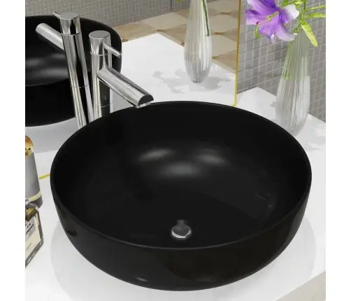 Izlietne, 41,5X13,5 Cm, Apaļa, Melna Keramika Vidaxl