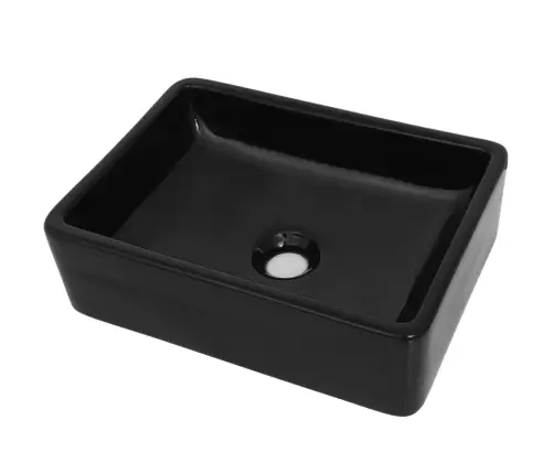 Izlietne, 41X30X12 Cm, Taisnstūra Formas, Melna Keramika Vidaxl
