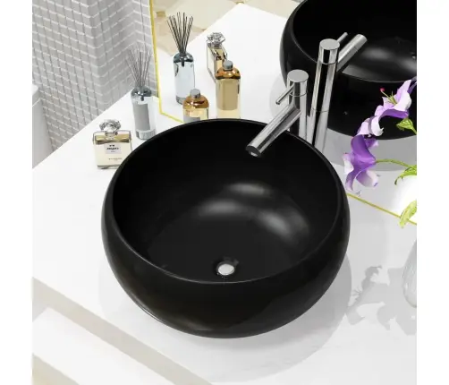 Izlietne, 40X15 Cm, Apaļa, Melna Keramika Vidaxl