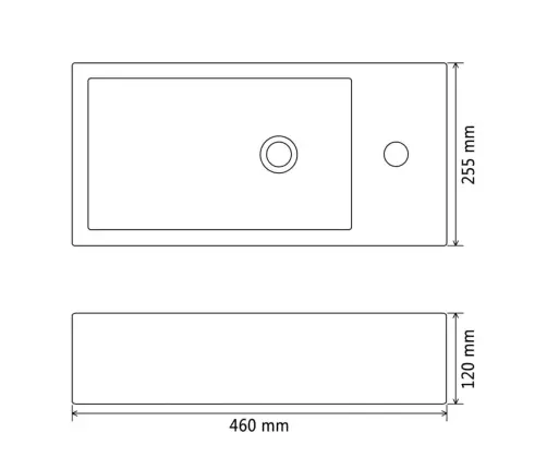 Izlietne Ar Krāna Caurumu, 46X25,5X12 Cm, Melna Keramika Vidaxl