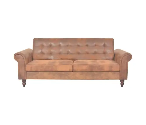 Diivanvoodi 2-Kohaline Käetugedega, Kunstseemisnahast, Pruun
