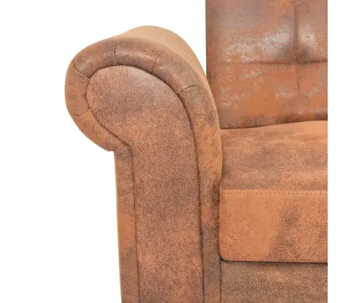 Diivanvoodi 2-Kohaline Käetugedega, Kunstseemisnahast, Pruun