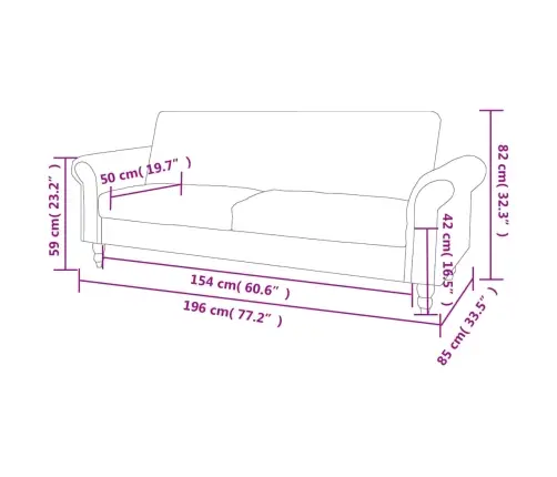 Diivanvoodi 2-Kohaline Käetugedega, Kunstseemisnahast, Pruun