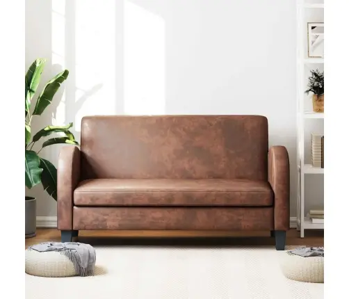 Dīvāns, Divvietīgs, Mākslīga Zamšāda, Brūns Vidaxl