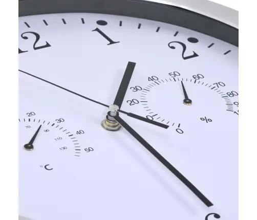 Sienas Pulkstenis Ar Higrometru Un Termometru, Kvarca Mehānisms Vidaxl