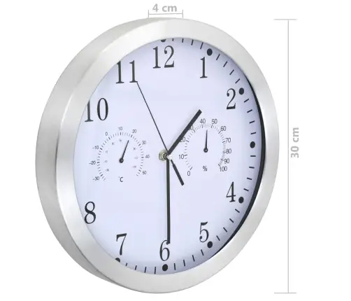 Sienas Pulkstenis Ar Higrometru Un Termometru, Kvarca Mehānisms Vidaxl