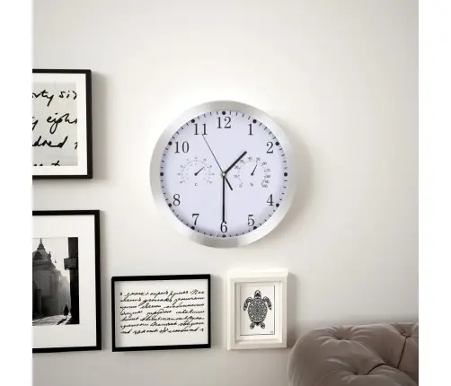 Sienas Pulkstenis Ar Higrometru Un Termometru, Kvarca Mehānisms Vidaxl