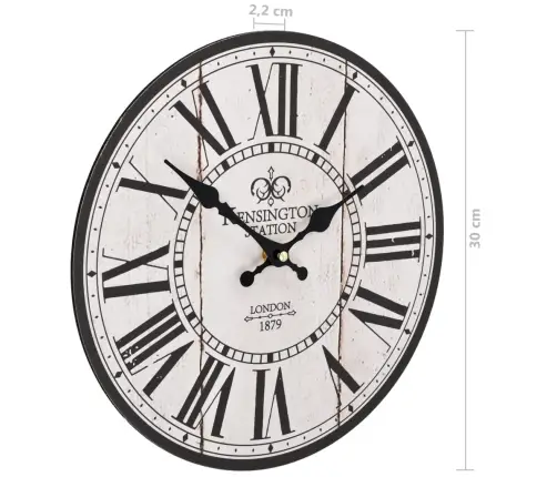 Sieninis Laikrodis Virtuvei, 30cm Vintažinio Dizaino, Londonas