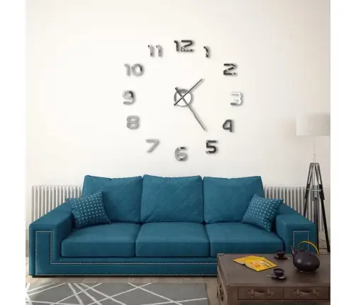 3D Sienas Pulkstenis, Moderns Dizains, 100 Cm, Xxl, Sudraba Vidaxl