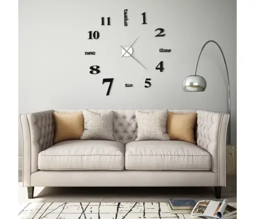 3D Sienas Pulkstenis, Moderns Dizains, 100 Cm, Xxl, Melns Vidaxl
