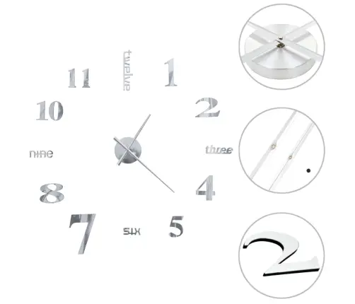 3D Sienas Pulkstenis, Moderns Dizains, 100 Cm, Xxl, Sudraba Vidaxl