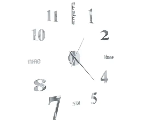 3D Sienas Pulkstenis, Moderns Dizains, 100 Cm, Xxl, Sudraba Vidaxl