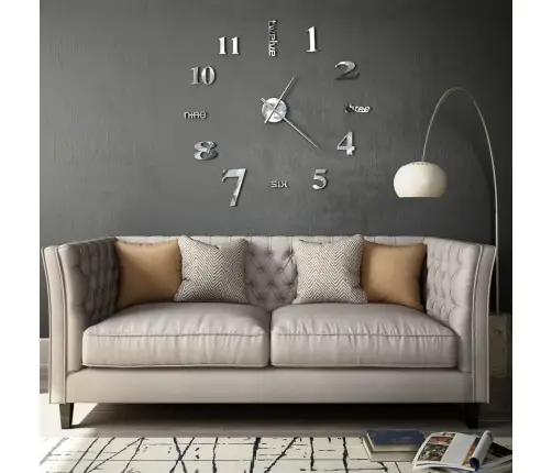 3D Sienas Pulkstenis, Moderns Dizains, 100 Cm, Xxl, Sudraba Vidaxl