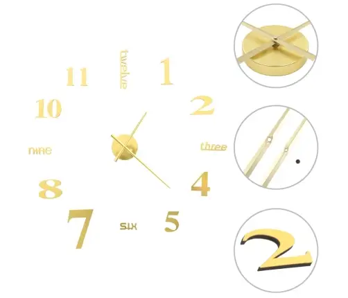 3D Seinakell, Modernne Disain, 100 Cm Xxl Kuldne