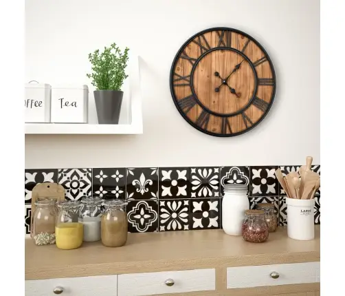 Vintāžas Sienas Pulkstenis, Xxl, Metāls, Koks, Kvarca Mehānisms Vidaxl