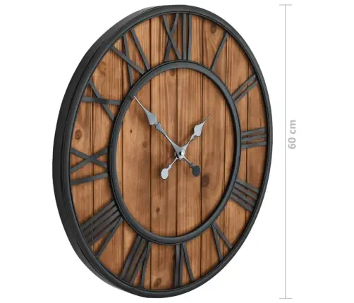 Vintāžas Sienas Pulkstenis, Xxl, Metāls, Koks, Kvarca Mehānisms Vidaxl