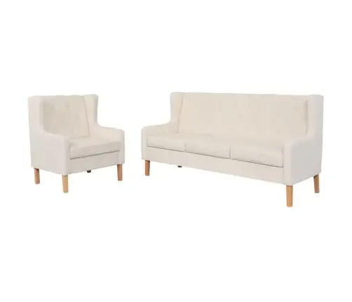Dīvānu Komplekts, 2 Gab., Krēmbalts Audums Vidaxl