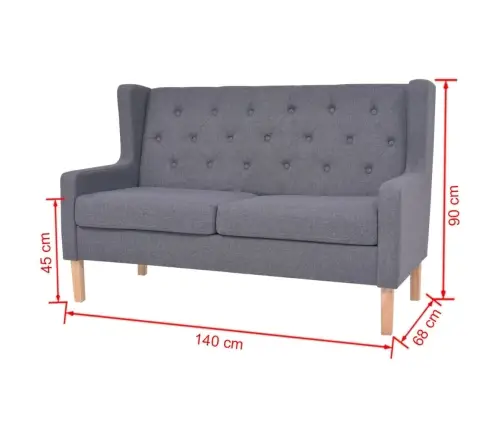 Dīvānu Komplekts, 2 Gab., Pelēks Audums Vidaxl