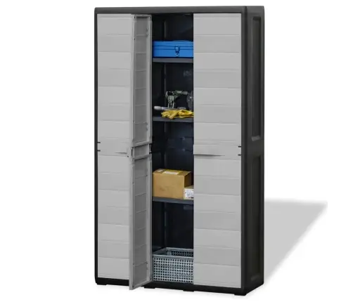 Dārza Skapītis, 4 Plaukti, Melns Ar Pelēku Vidaxl