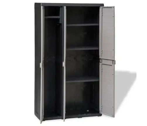 Dārza Skapītis, 4 Plaukti, Melns Ar Pelēku Vidaxl