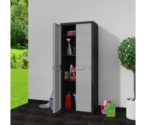 Dārza Skapītis, 3 Plaukti, Melns Ar Pelēku Vidaxl