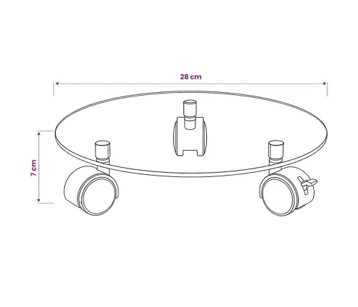 Augu Paliktņi Ar Riteņiem, 2 Gab., 28 Cm, Rūdīts Stikls, Apaļi Vidaxl