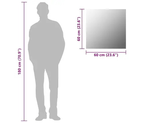 Sienas Spogulis, 60X60 Cm, Kvadrāta Forma, Stikls Vidaxl