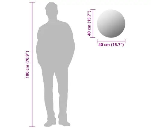 Sieninis Veidrodis, 40cm Apvalus, Stiklas