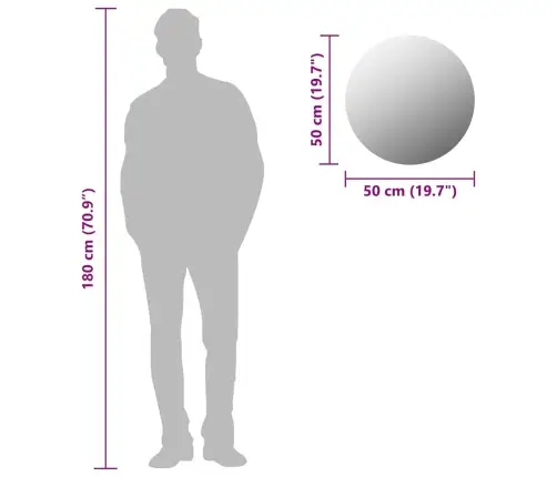Sienas Spogulis, 50 Cm, Apaļš, Stikls Vidaxl