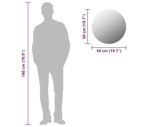 Sienas Spogulis, 50 Cm, Apaļš, Stikls Vidaxl