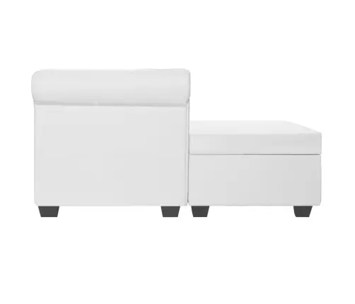 Stūra Dīvāns Chesterfield, Balta Mākslīga Zamšāda Vidaxl