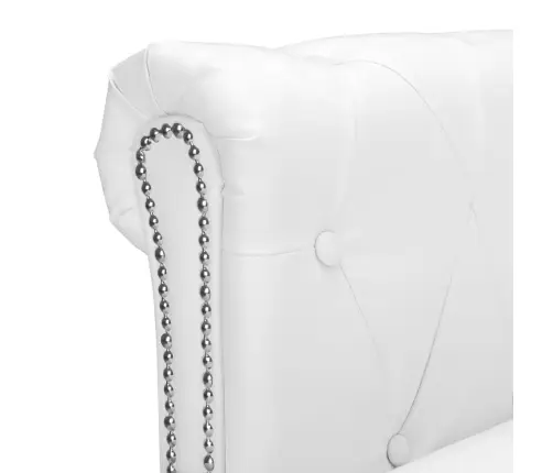 Stūra Dīvāns Chesterfield, Balta Mākslīga Zamšāda Vidaxl