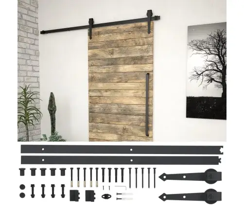 Bīdāmo Durvju Sistēma, 183 Cm, Melns Tērauds   Vidaxl