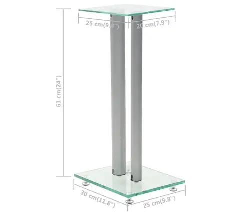Skaļruņu Statīvi, 2 Gab., Rūdīts Stikls, 2 Balsti, Sudraba Vidaxl