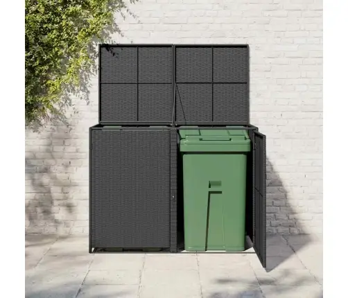 Konteinerių Stoginė, Dvivietė, Poliratanas, Juoda, 148X80X111Cm