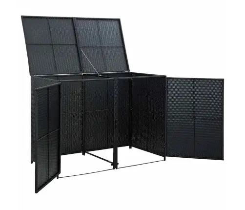 Konteinerių Stoginė, Dvivietė, Poliratanas, Juoda, 148X80X111Cm