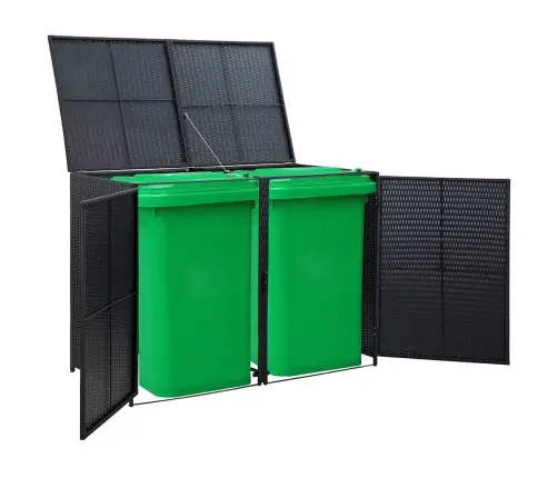 Konteinerių Stoginė, Dvivietė, Poliratanas, Juoda, 148X80X111Cm