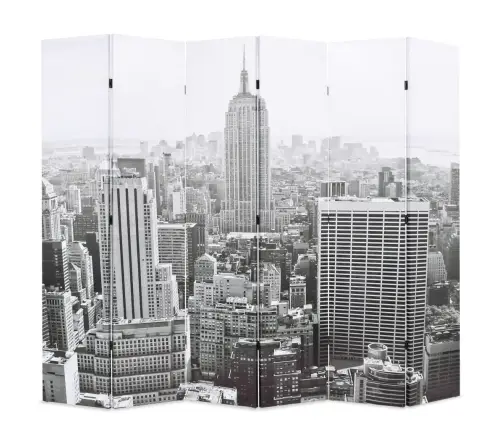 Istabas Aizslietnis, 228X170 Cm, Saliekams, Ņujorka, Melnbalts Vidaxl