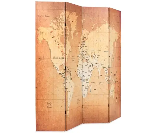 Istabas Aizslietnis, 160X170 Cm, Saliekams, Pasaules Karte Vidaxl